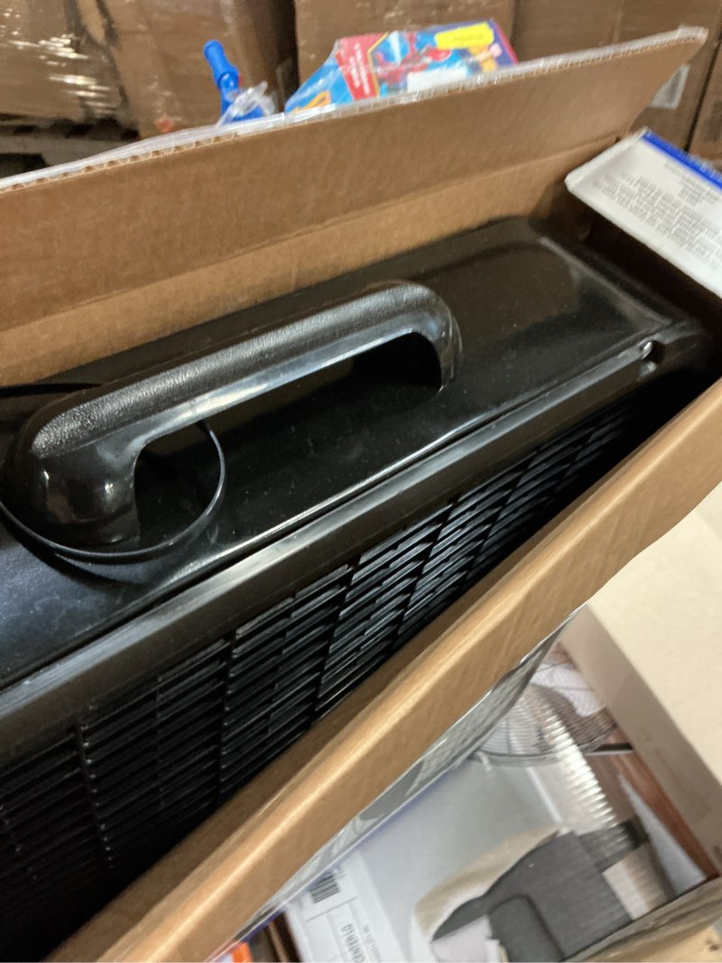 Condition photo showing As Is for lasko 20" cool colors classic box fan with weather-resistant motor, portable cooling floor or window fan, 3 speeds, black, b20301