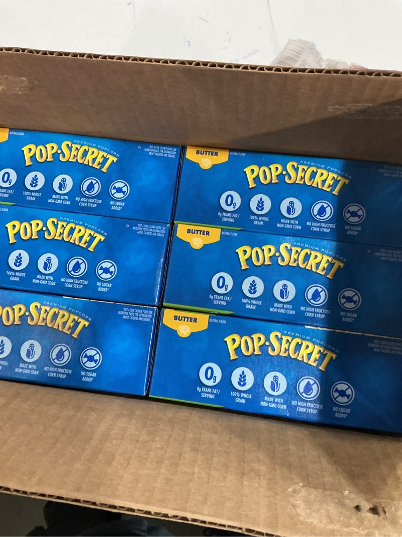 Condition photo showing New/Like New for Best by 04/04/26 Pop Secret Butter Microwave Popcorn 3ct (3.2oz Bags), 9.6oz Box (Pack of 6) - Microwave Popcorn, Non-GMO Popcorn, Original Butter