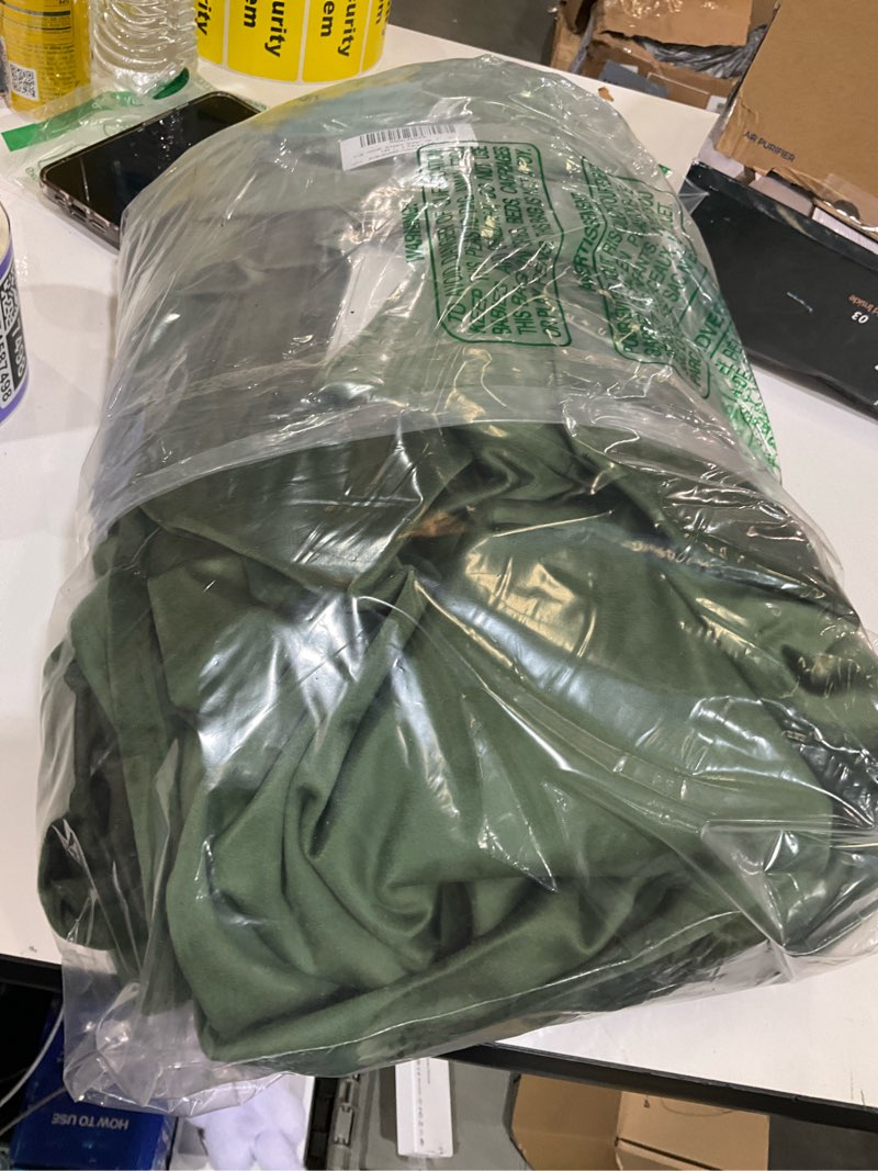 Condition photo showing As Is for RYB HOME Elegant Green Velvet Curtains 84 inches Long, Light Blocking, Thermal Insulated, Stylish Velvet Drapes with Hook Belt for Cozy Home Aesthetics, 52" W x L96 L, 2 Panels Set 52"W x 96"L (Pack of 2) Army Green