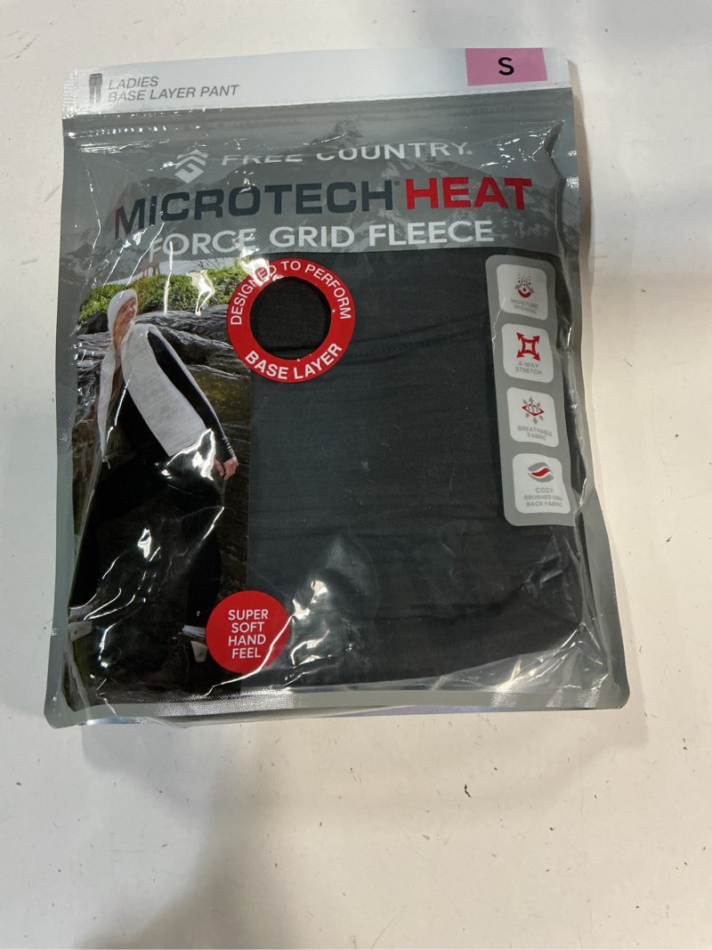 Condition photo showing New/Like New for (( size small)) free country microtech women’s pant base heat layer quick dry  back ,black