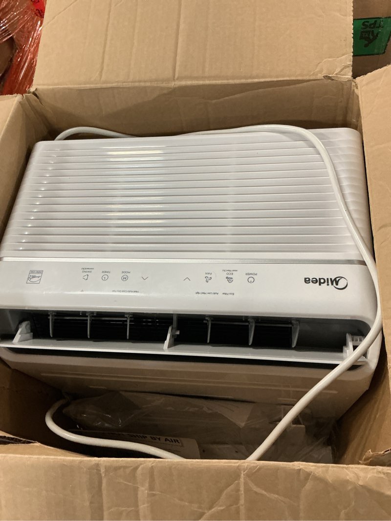 Condition photo showing As Is for Midea 8,000 BTU Smart Inverter Air Conditioner Window Unit with Heat and Dehumidifier – Cools up to 350 Sq. Ft., Energy Star Rated, Quiet Operation, Electronic Controls, Remote Control, White 8,000 BTU with Heat