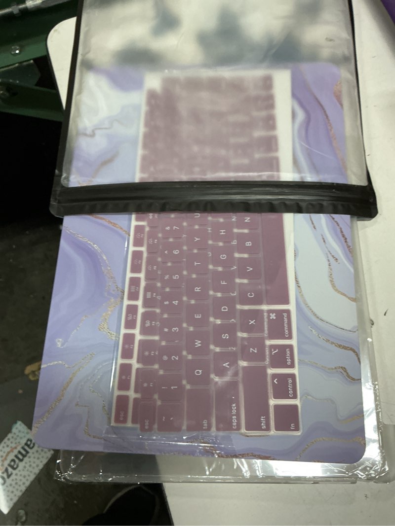 Condition photo showing As Is for b belk compatible with macbook air 13 inch case 2021 2020 2019 2018 m1 a2337 a2179 a1932 touch id, plastic hard shell+ 2 keyboard cover+ screen protector for macbook air 13.3 inch case, purple marble