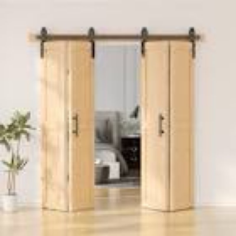 7.FT Sliding Barn Door Hardware Kit,Barn Door Kit,Fit for Door Panel Width Up to 45\", Barn Handle/Pull/Hook/Guide Included (7FT - 6 pcs Track)