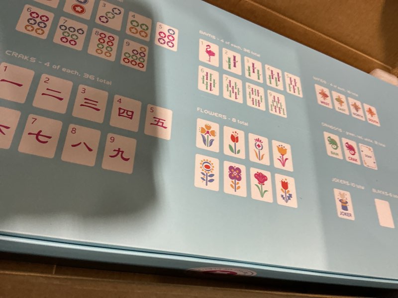 Condition photo showing Good Condition for mini mahjong set for kids & beginners, portable travel mahjong tiles set american for family, 160 acrylic mini mahjong tiles with carrying bag, mat, racks, mah jong starter kit for ages 6+ blue