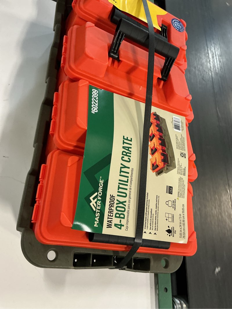 Condition photo showing Good Condition for Master Forge 4 -Pack Small 1 -Gallons ( 3.7 -Quarts ) Camo / Orange Heavy Duty Stackable Tote with