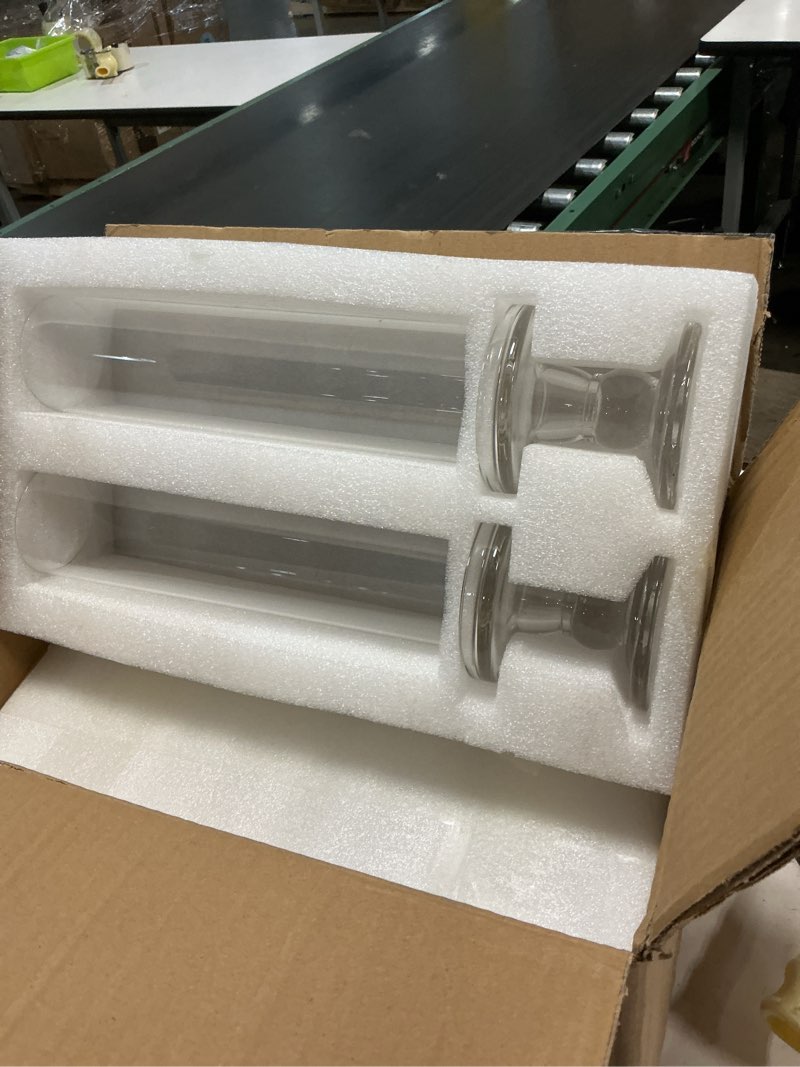 Condition photo showing Good Condition for nuptio hurricane candle holder for centerpiece: set of 6 glass candlestick taper holders with open ended cover - tapered candle stick stand for thanksgiving christmas fireplace dining table decor