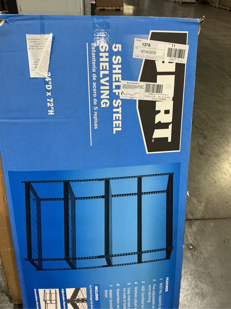 Condition photo showing Good Condition for hart heavy-duty 48 w x 2 4 d x 72 h 5-tier steel shelving  black  4000 lbs. capacity