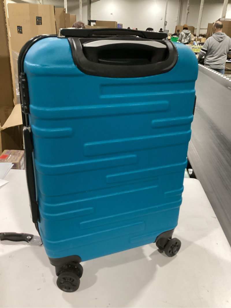 Condition photo showing As Is for Coolife Hardside Carry-On Luggage with TSA Lock, Spinner Wheels, Telescopic Handle, Lightweight Suitcase (Lake Blue, S(20in_carry on)) lake blue S(20in_carry on)