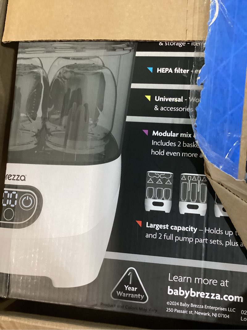 Condition photo showing New/Like New for baby brezza bottle sterilizer and dryer advanced – largest capacity | 33% faster cycle time - universal sterilization machine for all bottles + pump parts - steam sanitizer - hepa air filter white