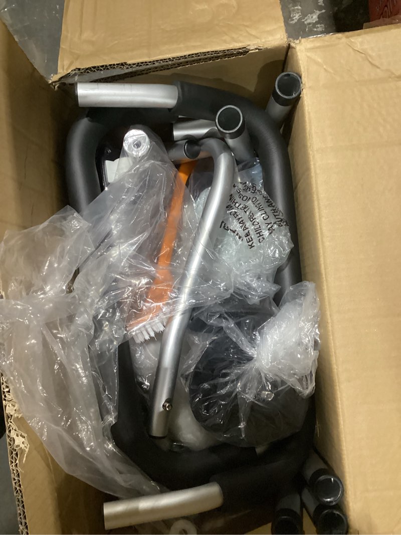 Condition photo showing New/Like New for Heavy Duty Bedside Commode Chair with Adjustable Height and Width, Raised Toilet Seat with Arms Handles and Back Support for Elderly, Portable Bedside Toilet with Extended Bucket (Black)