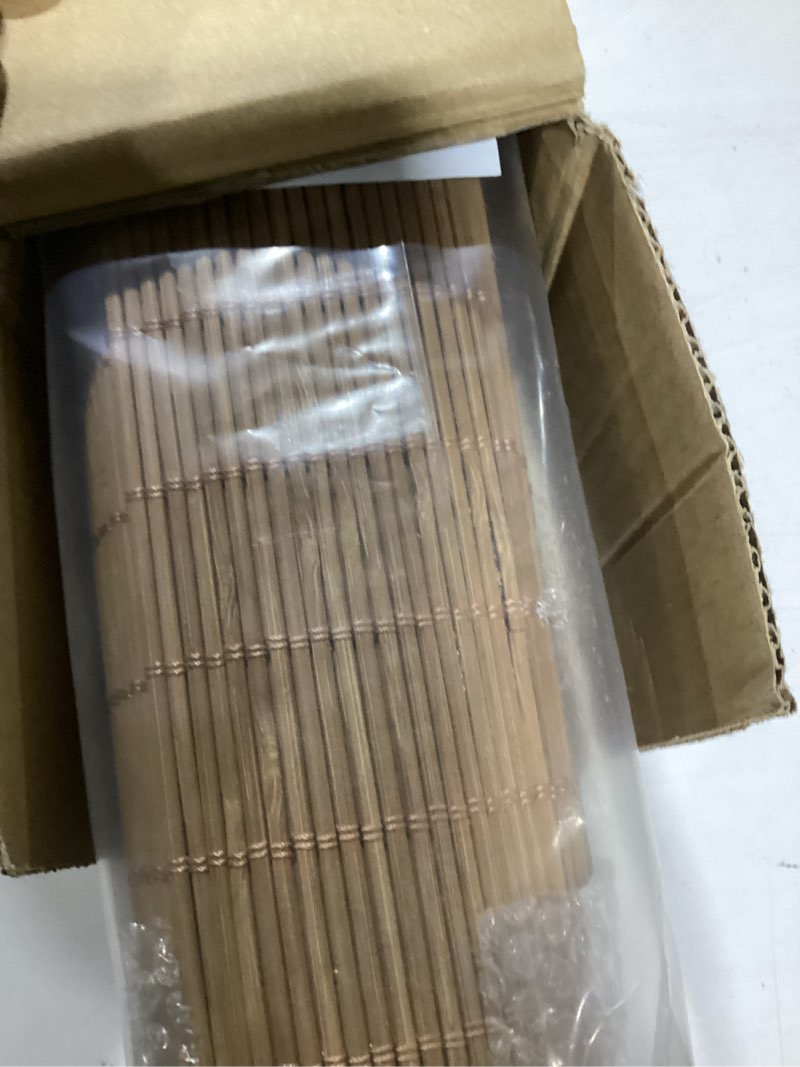 Condition photo showing Good Condition for lazblinds cordless bamboo roman shades, light filtering window treatment, roll up bamboo blinds for windows, 27'' w x 60'' h light filtering - carbonized 27'' w x 60'' h
