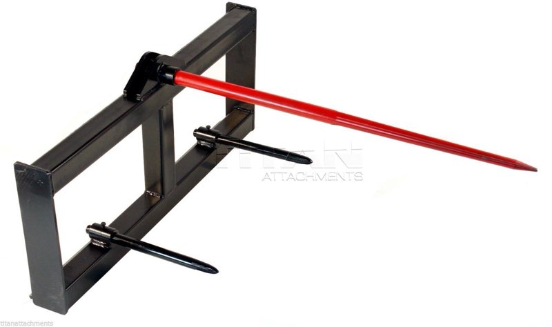 GAOMON 17\" Stabilizer Hay Bale Spear Attachment, Pair Quick Attach Bale Spike without Sleeves, Black Powder Coated Hay Bale Forks Handing Equipment Fit for for Skid Steer Mount Plate Tractors Loaders 17 inch