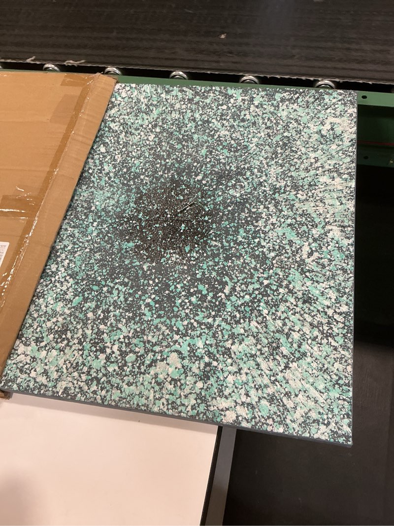 Condition photo showing Good Condition for Yihui Arts Contemporary Abstract Living Room Wall Art Hand Painted Modern Teal Color Canvas Painting Pictures for Bedroom Bathroom Decor 24"L x 24"W Teal Art