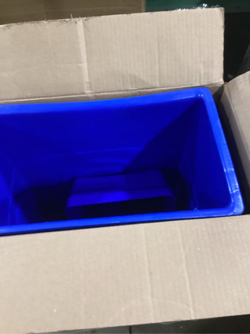 United Solutions 23 Gallon Highboy Plastic Recycling Bin Kitchen Trash Can with Lid, Pass Through Handles, and Dustpan Edge, Blue 1 Pack w/ Lid Recycle Blue