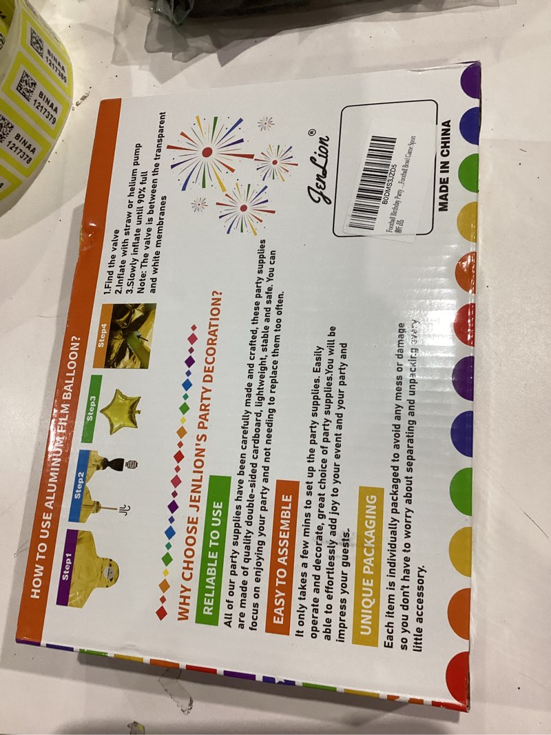 Condition photo showing New/Like New for Football Birthday Party Decorations, Include Balloon Arch, Happy Birthday Banners,Hanging Swirls,Cake Toppers, Tablecloth,Football Bowl Game Sport