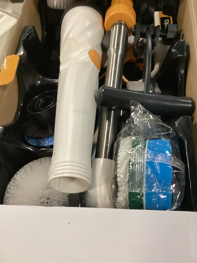 Condition photo showing Good Condition for qimedo electric spin scrubber with two batteries q2 pro,1500 rpm high power electric scrubber for cleaning,shower cordless cleaning brush with display for tub/tile/floor (effortless handle/8 brushes) white scrubber with 50-inch handle