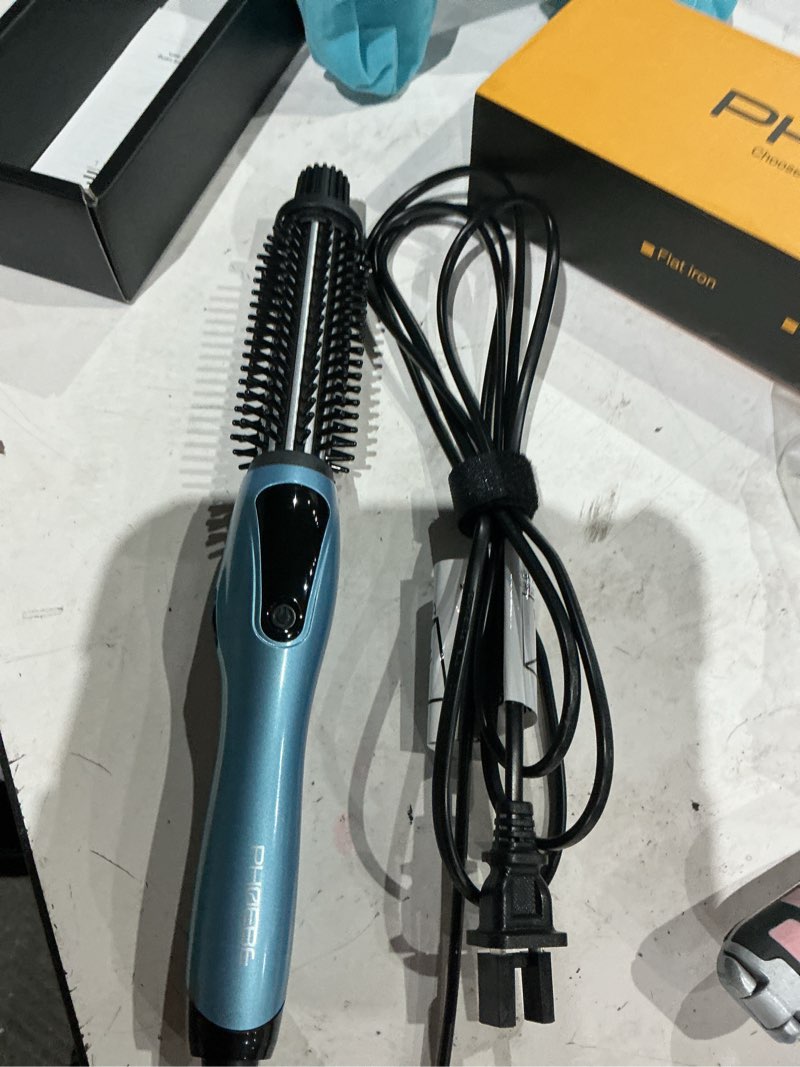 Condition photo showing Good Condition for phoebe curling iron brush anti-scald bristles instant heat up dual voltage ceramic tourmaline ionic hair curling wand for all hair types (1 inch)