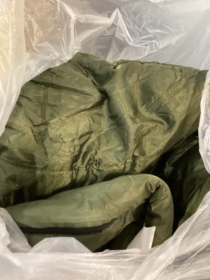 Condition photo showing As Is for PO PO BEAR Zero Degree Sleeping Bag for Adults 100% Cotton Flannel Tall and Big 84" x 40" Left Zip 0F Green