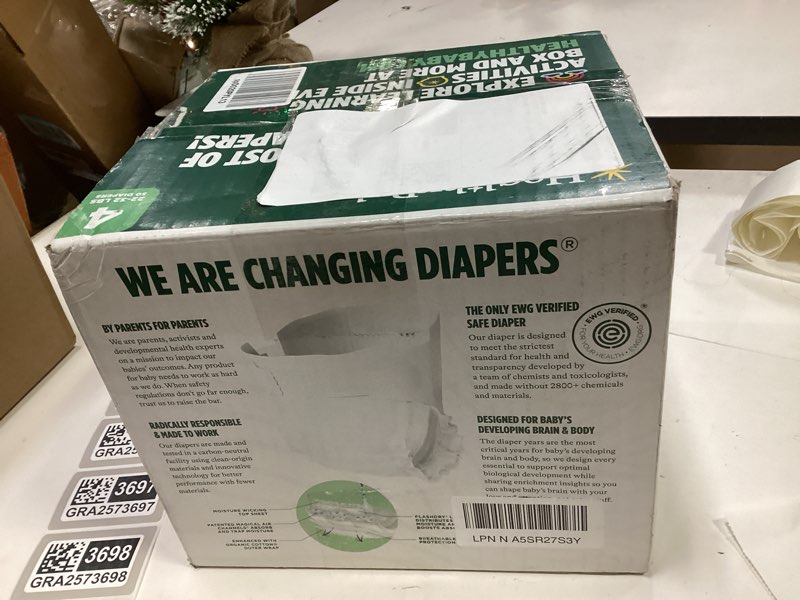 Condition photo showing New/Like New for HealthyBaby Our Diapers | EWG Verified Safe & Plant-Based Diapers | Leak Protection | Soft Organic Cotton Shell | Chlorine-Free Diaper for Sensitive Skin | Size 4 (22-32 lbs) 50 Count Size 4 50 Count