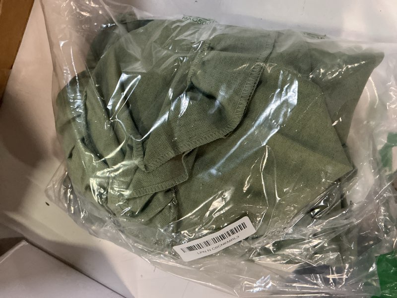 Condition photo showing New/Like New for likiyol linen valances for windows farmhouse ruffle swag valance rustic country window valances light filtering kitchen curtains rod pocket valance curtains for bathroom cafe, green, 60" w x 36" l green 60"w x 36"l (pack of 1)