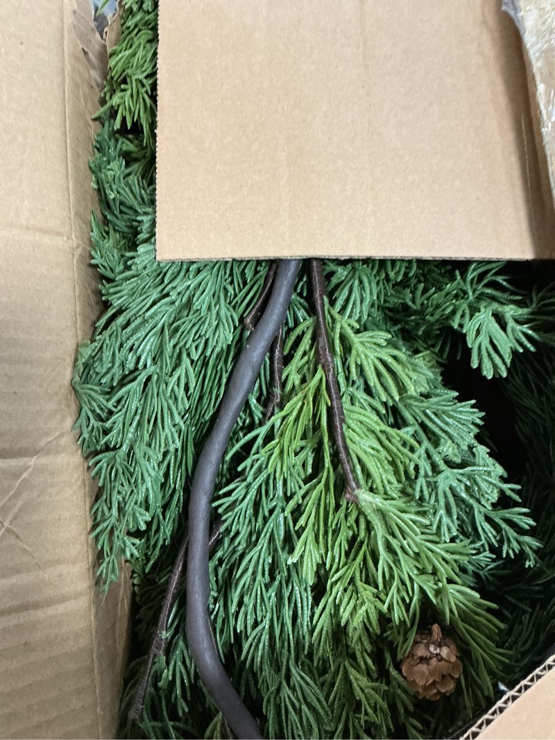 Condition photo showing Good Condition for 2PCS 6FT Christmas Garland, Cedar Garland -Realistic Greenery Cypress Pine Garland with Pinecones for Mantle Table Railing Fireplace Indoor & Outdoor Christmas Decoration 2 6FT-Pinecone