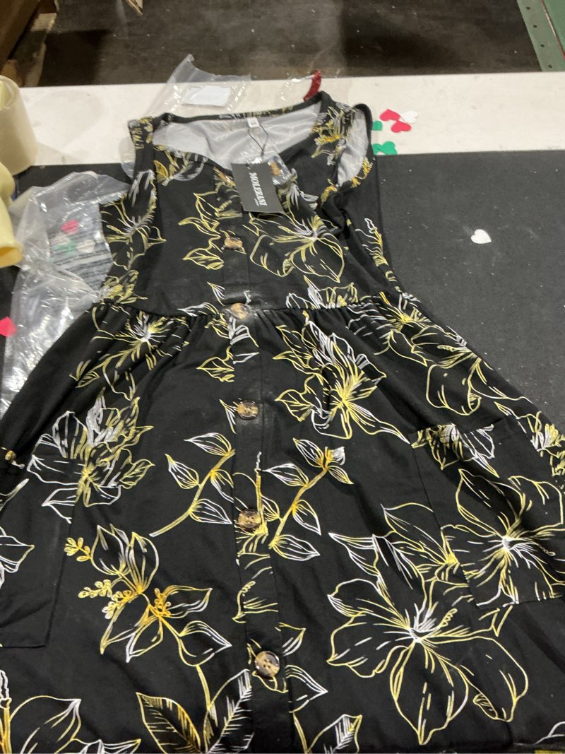 Condition photo showing As Is for MOLERANI Summer Dresses for Women 2026 Casual Crew Neck Sundresses Short Sleeve Fashion Beach Vacation Dress with Pockets Large Tropical Leaf