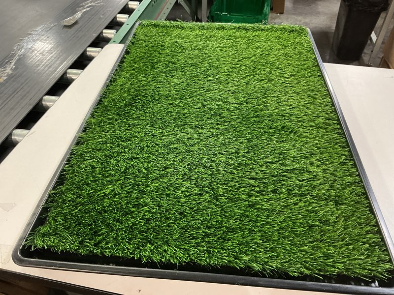 Condition photo showing Good Condition for Dog Grass Large Potty Patch, Dog Litter Boxes Artificial Grass Bathroom Turf for Pet Training, Washable Puppy Pee Pad, Perfect Indoor/Outdoor Portable Potty Pet Loo (Tray system-35"X22.6") 3-layered design L-35"X22.6"