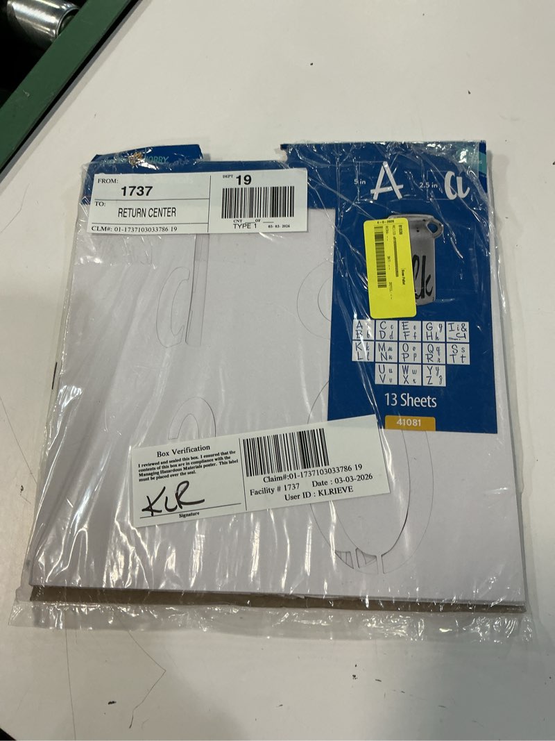 Condition photo showing Good Condition for hello hobby cardstock stencils, value pack, large alphas & numbers fun type, 5” & 2.5", 53 pcs