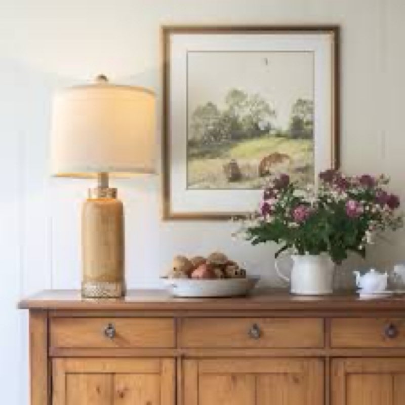 20.25\"vintage Brown Resin Table Lamp For Living Room Bedroom Bedside Cabinet Office INCOMPLETE 