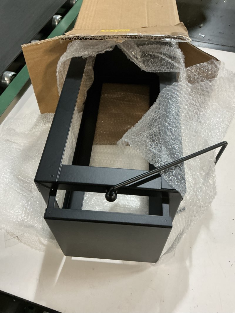 Condition photo showing Good Condition for 18" Black Metal Modern Candle Lantern – Decorative Hurricane Lantern for Indoor & Outdoor Use, Ideal for Table, Mantle, Porch, Halloween, Christmas, and Wedding Decor (No Glass Panel) Large