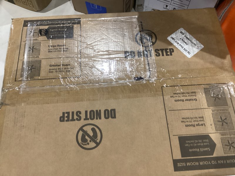 Condition photo showing As Is for LEDIARY 20" Caged Ceiling Fan with Light, Small Flush Mount Ceiling Fan with App&Remote, Low Profile Bladeless Ceiling Fan for Bedroom, Kitchen, Dining Room-Black Black 20 Inch