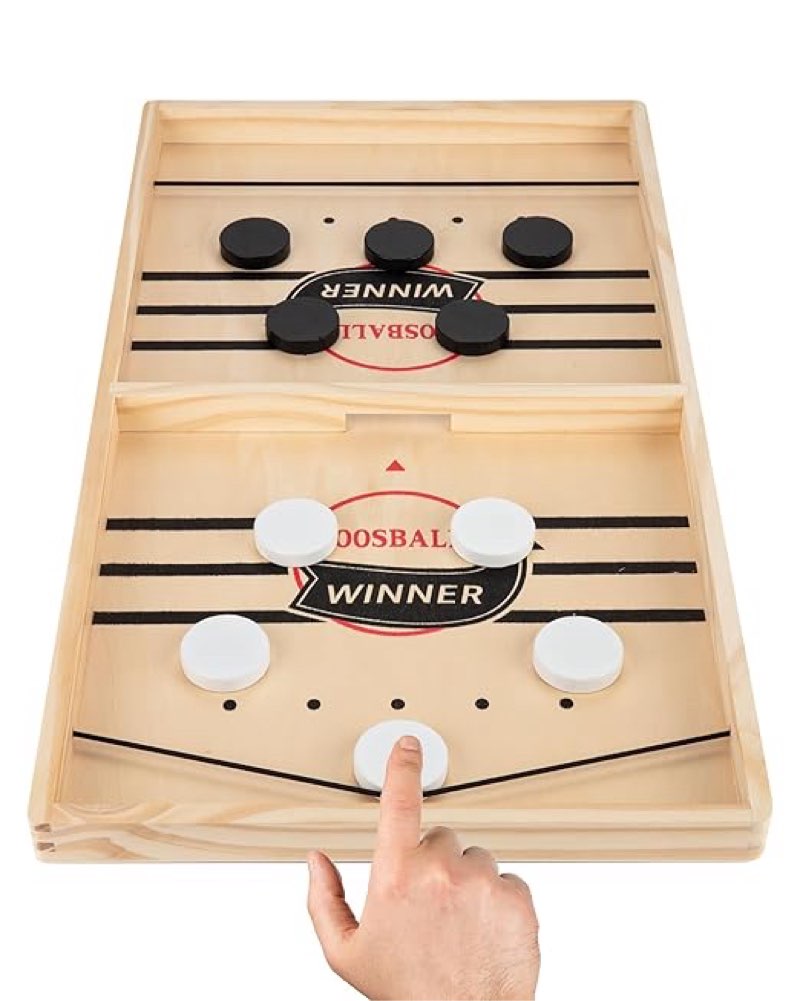 Fast Sling Puck Game for 2 Players, TMIYO Wooden Table Hockey Family Game for Kids or Adults, Super (similar to stock photo)