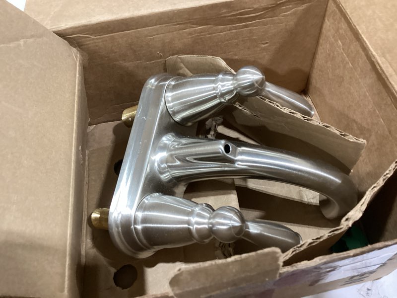 Condition photo showing Good Condition for moen brantford brushed nickel two-handle low-arc traditional centerset bathroom faucet with drain assembly, 6610bn 0.5 brushed nickel