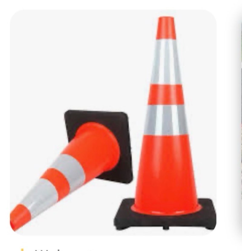 reliancer 4pcs 18" traffic cones pvc safety road parking cones weighted hazard cones construction co