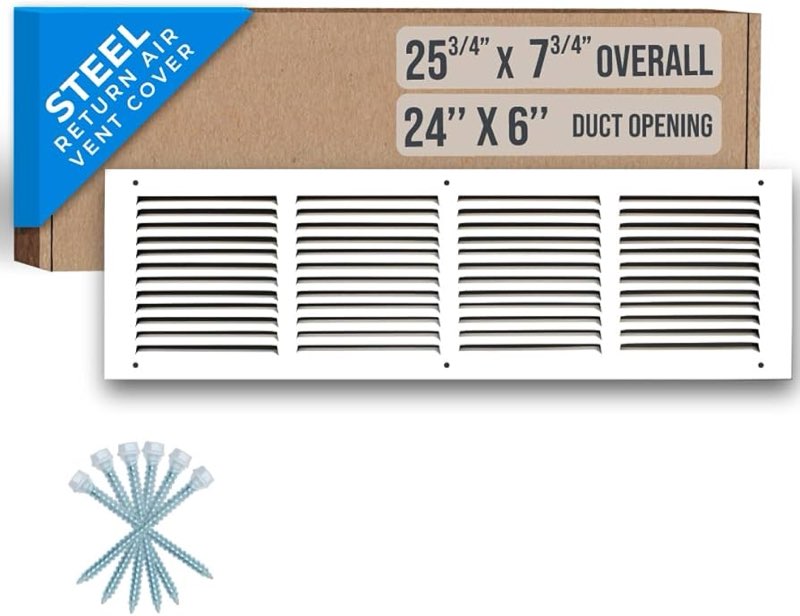 Return Air Grill 24x6(Duct Opening Size),Air Return Vent Cover,Flat Vent Cover,Rejillas De Aire Acon