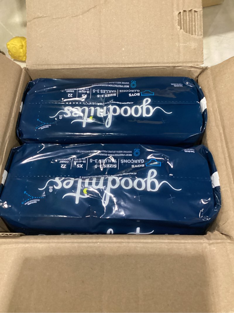 Condition photo showing New/Like New for goodnites boys' nighttime bedwetting underwear, size extra small (28-43 lbs), 44 ct (2 packs of 22), packaging may vary x-small 44