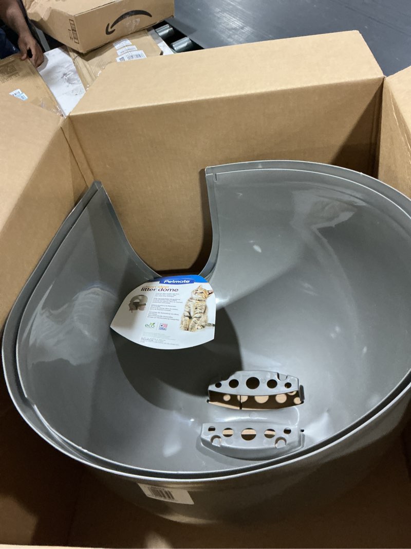 Condition photo showing Good Condition for petmate booda clean step cat litter box dome (made in the usa with 95% recycled materials)- brushed nickel, made in usa cleanstep litter box brushed nickel
