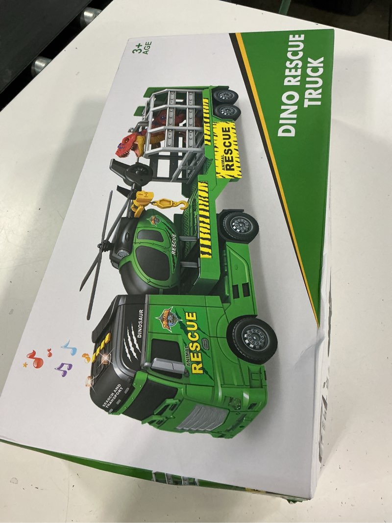 Condition photo showing New/Like New for springflower toddler truck boy toys, large dino truck toy with helicoper and dinosaur, 3 in 1 boy toy for 3 4 5 6 7 year old, christmas birthday gifts for kids 3 4 5 6 years old dinosaurs truck