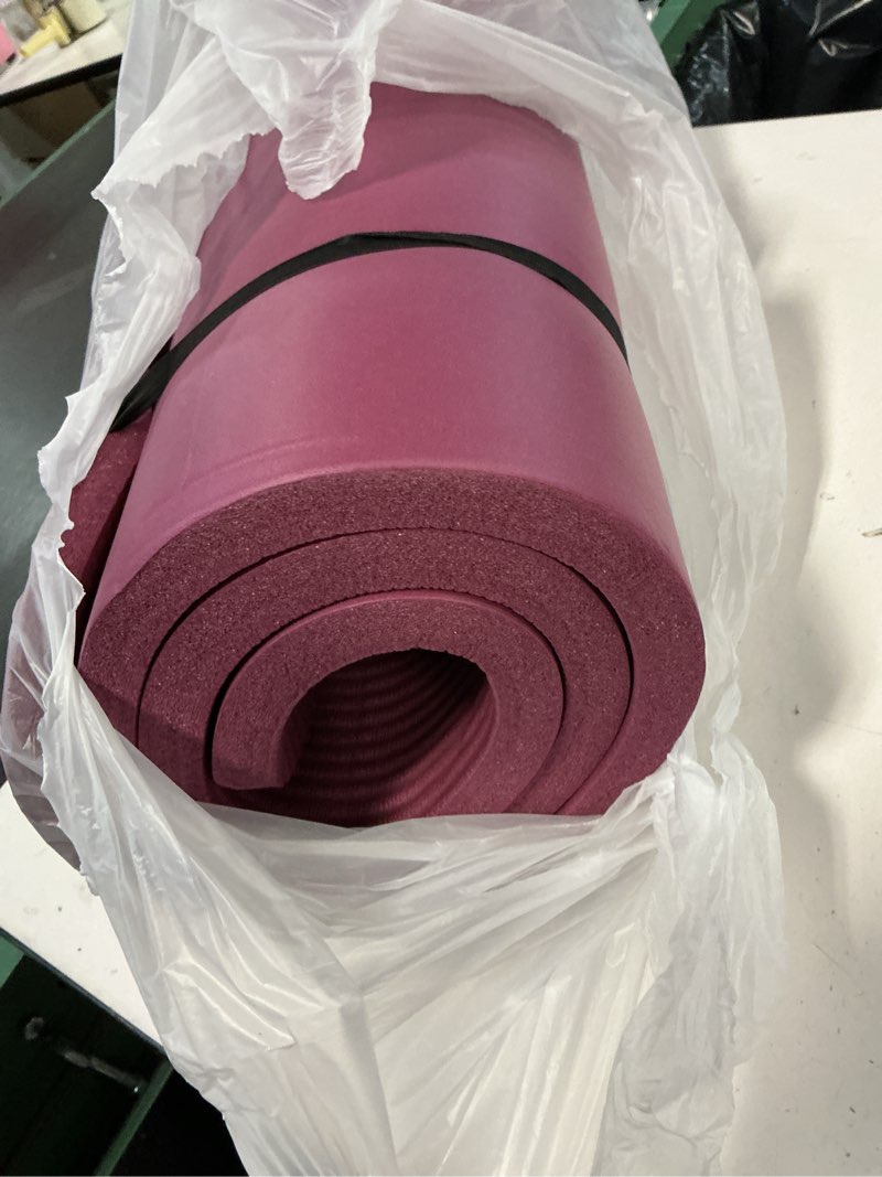 Condition photo showing As Is for balancefrom all purpose 1-inch extra thick high density anti-tear exercise yoga mat with carrying strap, optional yoga blocks and knee pad mat only purple