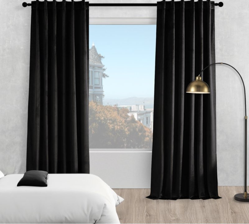 Ike Velvet Solid Blackout Rod Pocket Back Curtain Panels Curtain Color: Black, Size per Panel: 52" W x 90" L