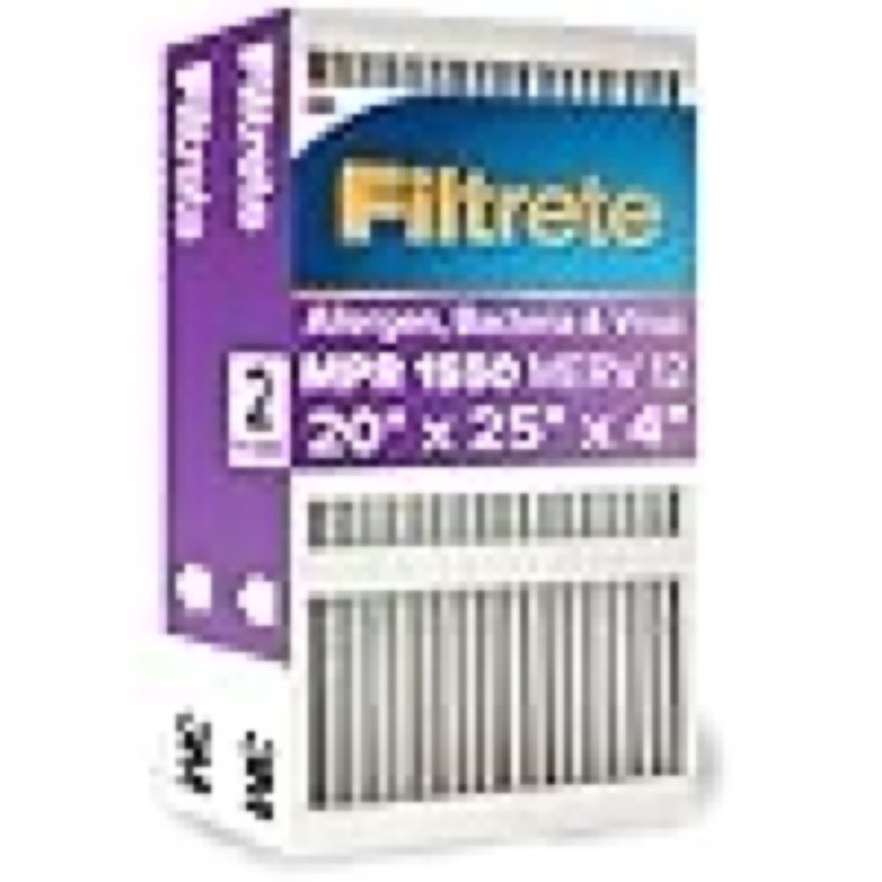 ( 1 pack)filtrete 20 x 25 x 4 inch air filter merv 12, mpr 1550 certified for asthma and allergies, 1 pack,  fits honeywell and aprilaire hvac filters for air boilers
