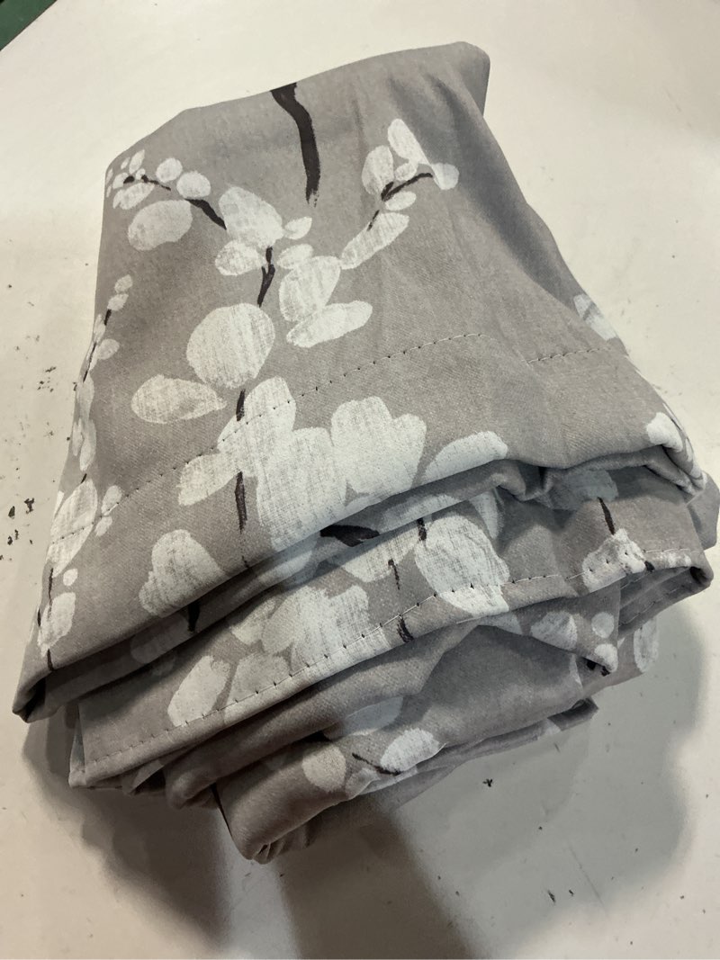 Condition photo showing Good Condition for fmfunctex 100% blackout grey floral curtains 84 inch rod pocket 2 panels | black out drapes, thermal insulated cottage farmhouse, blossom flower patterned curtain for bedroom, living room darkening rod pocket | grey 50"w x 84"l (pack of 2)