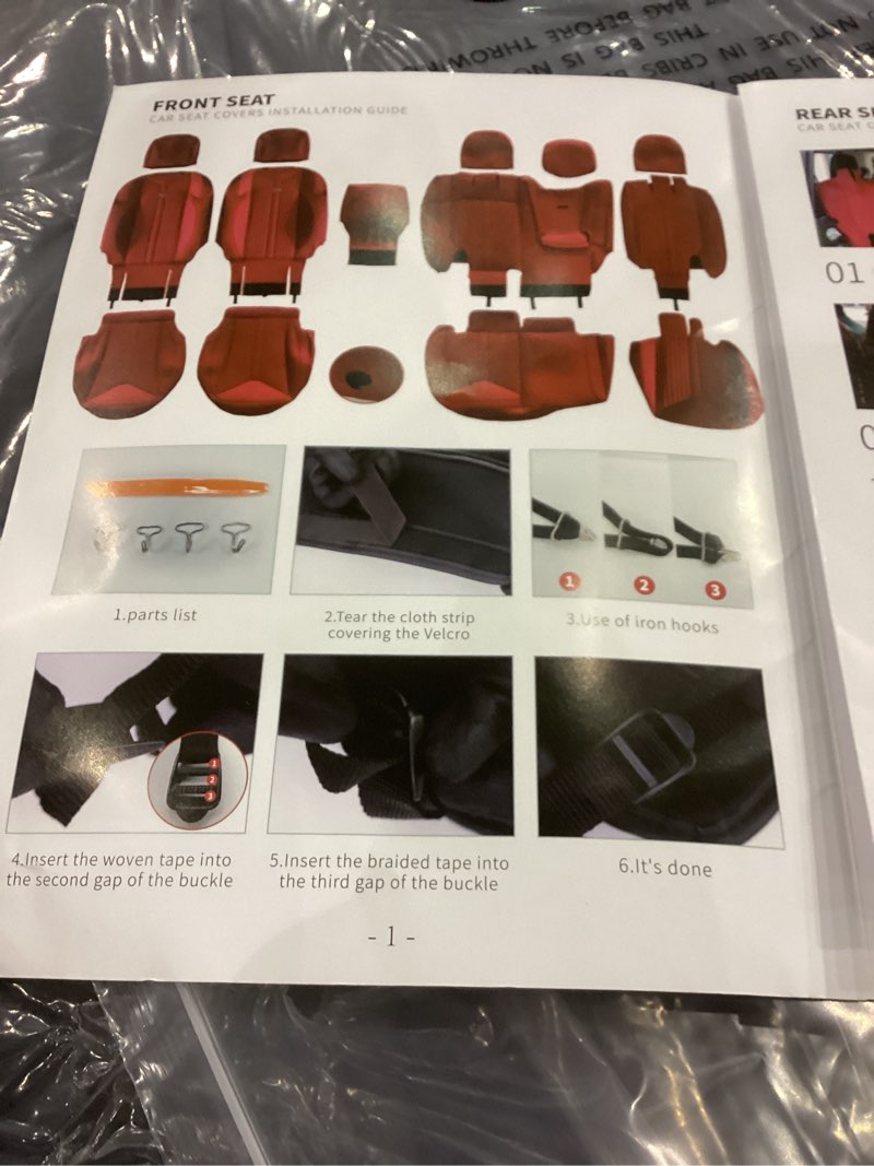 FRONT SEAT CAR SEAT COVERS INSTALLATION GUIDE.Black