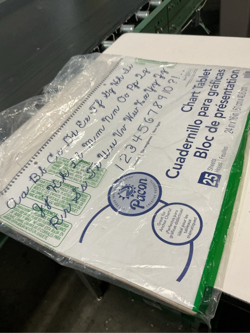 Condition photo showing Good Condition for pacon chart tablet, cursive cover, unruled 24" x 16", 25 sheets