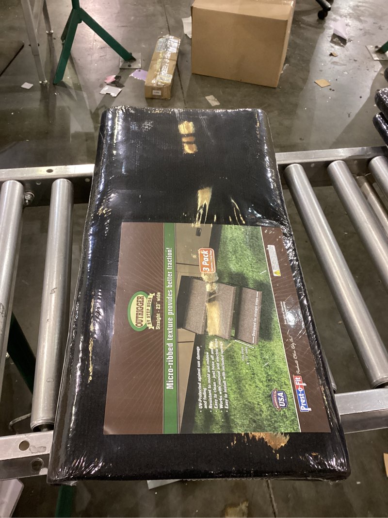 Condition photo showing New/Like New for Prest-O-Fit 3-Pack 2-4080 Outrigger Jumbo RV Step Rug Black Onyx 23 in. Wide