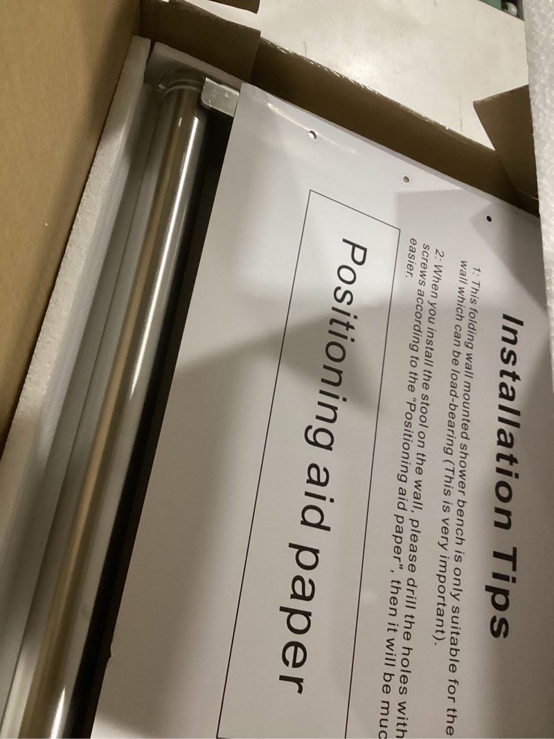 Condition photo showing Good Condition for 17.5" Wall Mounted Shower Seat, Fold Down Shower Seat Wall Mounted, HDPS Foldable Shower Seat, Folding Shower Seat Attached to Wall, for Inside Shower, Home Care(Black)