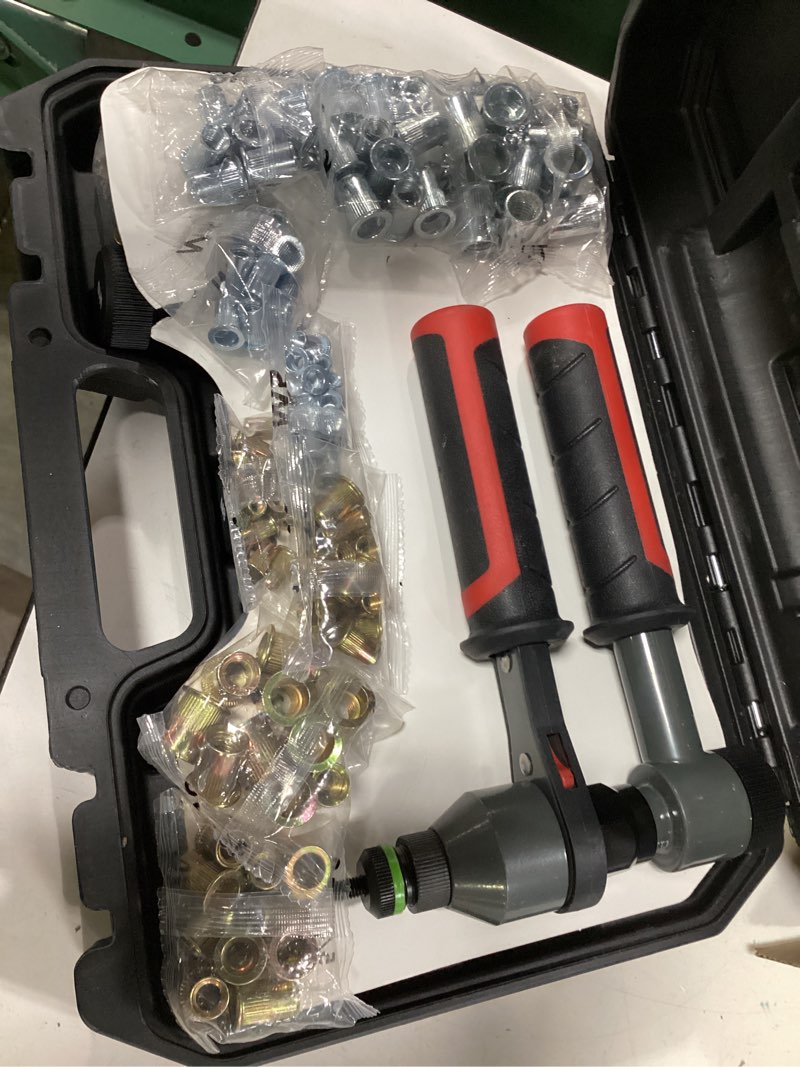 Condition photo showing Good Condition for tolret rivet nut tool rivet nut kit, rivnut tool kit with 10 metric and sae mandrels, 100 pcs rivet nuts assortment kit, professional ratchet nutsert tool kit with rugged carrying case, tr21 black