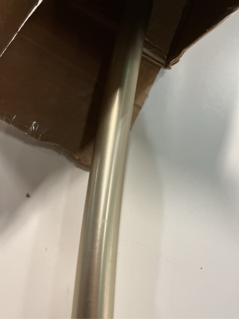 Condition photo showing As Is for Moen Curved Adjustable Length Fixed Mount Single Shower Curtain Rod for Bathroom, Brushed Nickel Finish, CSR2160BN Brushed Nickel Rod