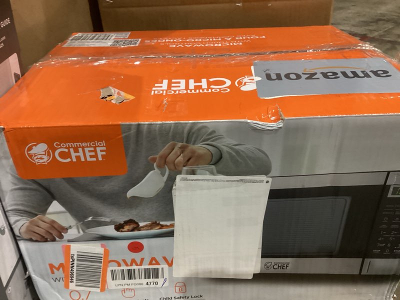 Condition photo showing Good Condition for COMMERCIAL CHEF 0.7 Cubic Foot Microwave with 10 Power Levels, Small Microwave with Push Button, 700W Countertop up to 99 Minute Timer and Digital Display, Stainless Steel Stainless Steel 0.7 Cubic Feet
