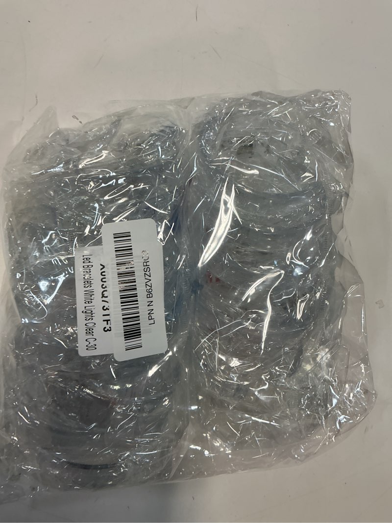 Condition photo showing New/Like New for LED Light up Bracelets, White Glow Wristbands Party Favors Toys Supplies for Birthday, Halloween, Carnivals Parties, Clear Case 30 Pack